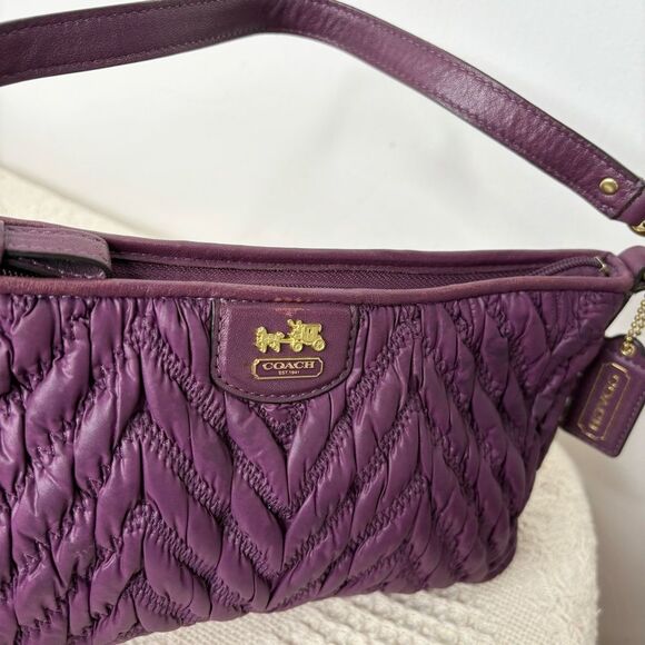 Coach 70th Anniversary Madison Quilted Nylon Demi Bag 46716 Plum Purple Wristlet - Picture 4 of 10